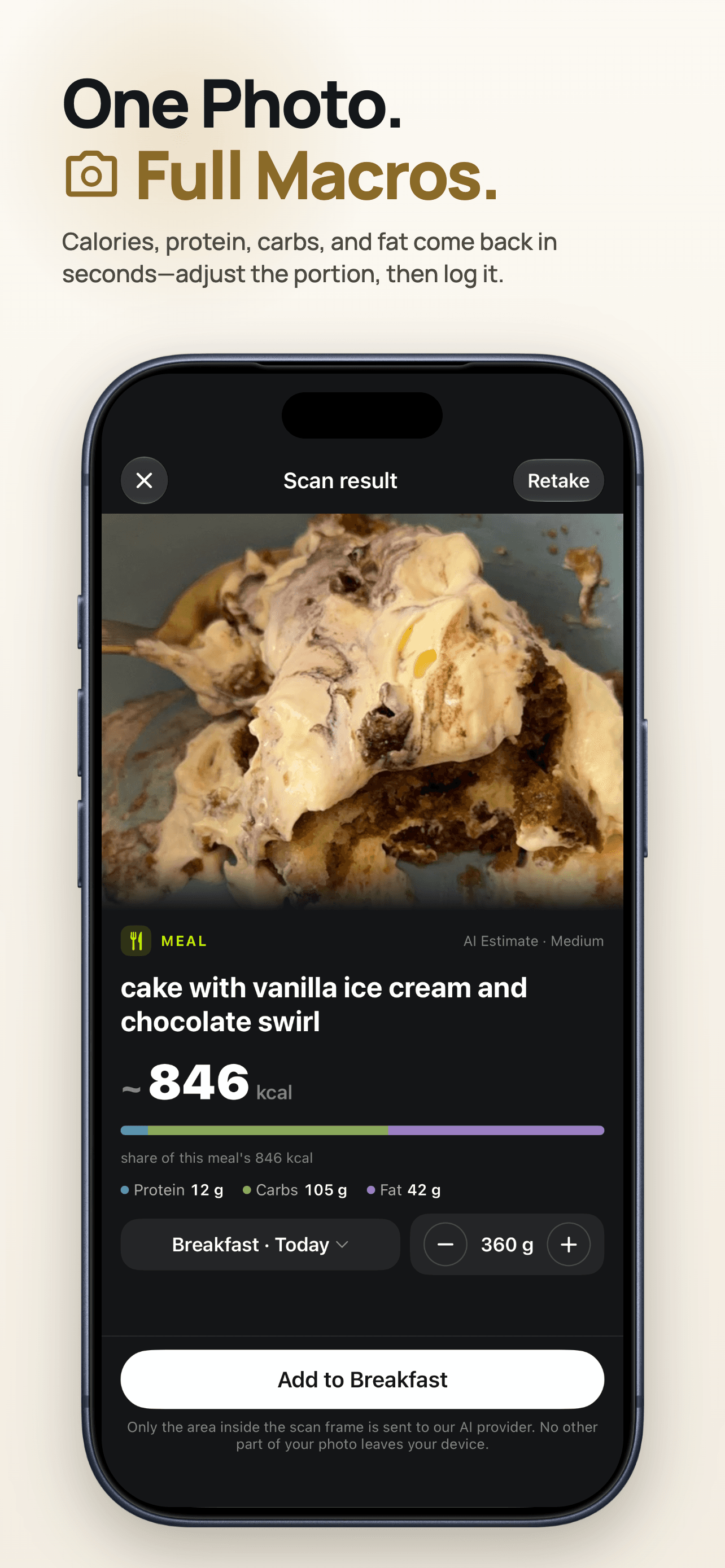 ZEALO food scan screen