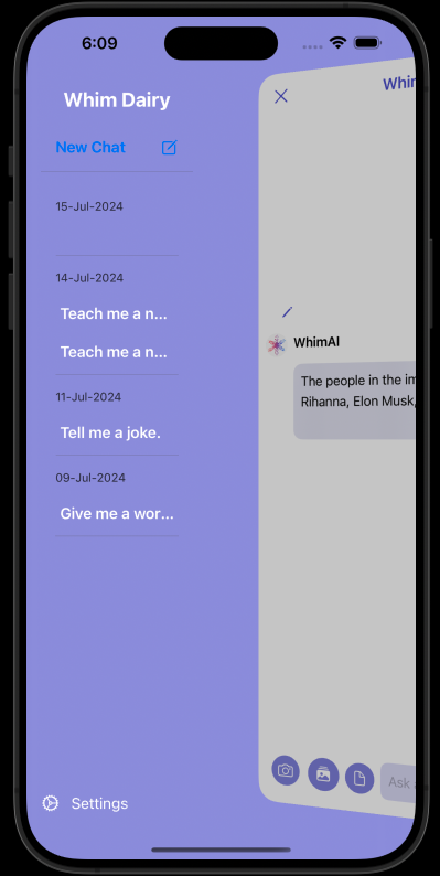 WhimAI chat management